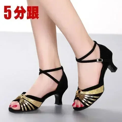 Latin Dance Shoes Women Tango Salsa Ballroom Ladies Wedding Shoes Mid Heel Heel Dance Shoe Jazz Dancing Shoes
