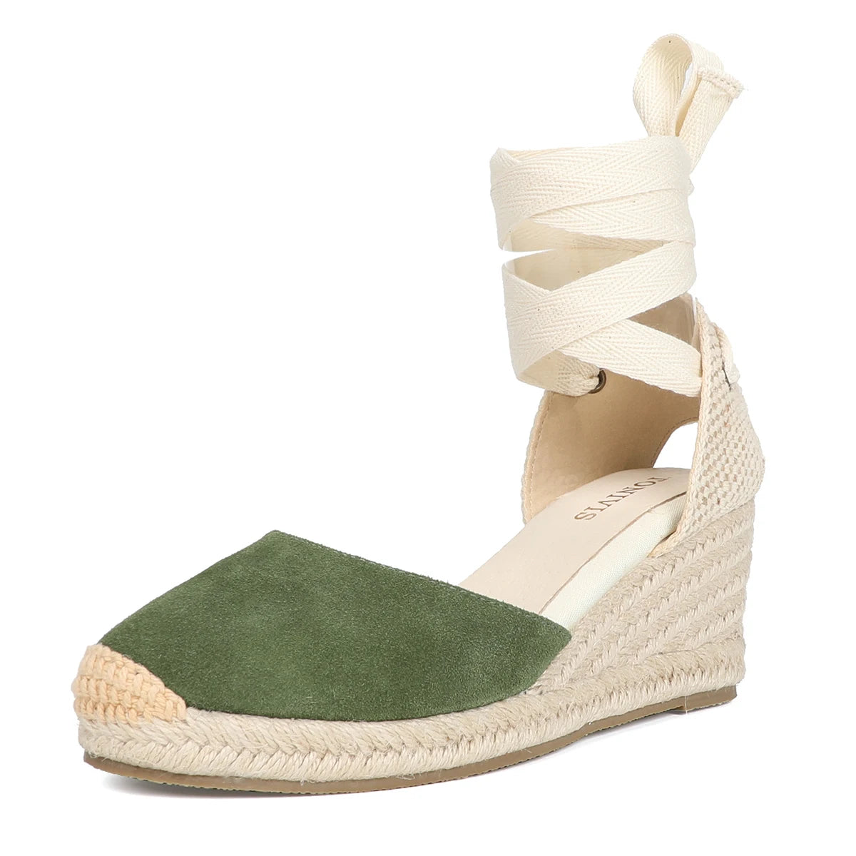 Women's Cow Suede Wedge Sandals with Ankle Strap, Casual Lace-up Platform Shoes - Comfortable and Stylish for Everyday Wear