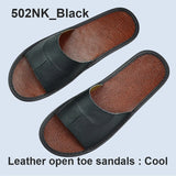 Genuine Cow Leather Slippers Homes in indoor slipper summer men women elderly non-slip cool sandals casual single Slides shoes