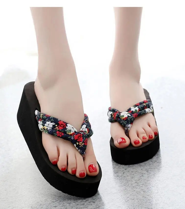 Hot! New Fashion Summer Women Platform High Heel Flip Flops Beach Sandals Bowknot Slippers Women Shoes Size36-40 For Choice