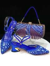Fashion Gold Color  Slippers Nigerian Party Italian Design Ladies Shoes and Bag Set Decorated With Rhinestone and Metal