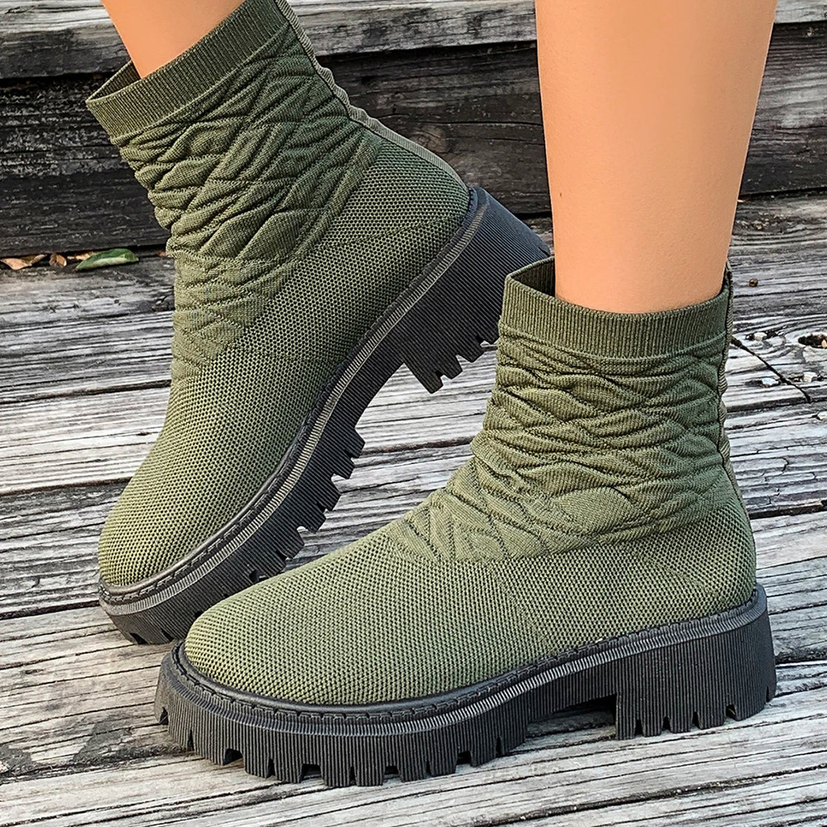 Women's Socks Shoes 2025 Spring Autumn New Fashion Breathable Casual Wedges Platform Ankle Boots Zapatos De Mujer Goth Boots
