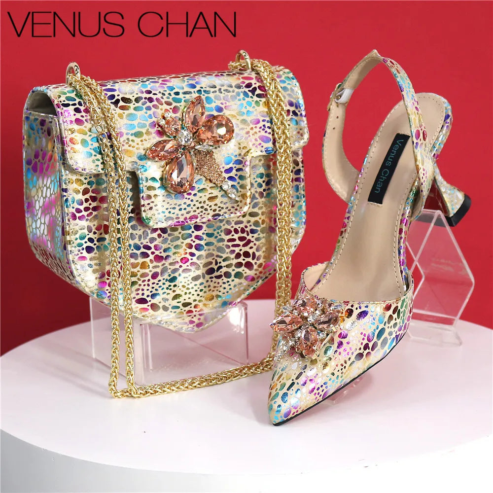 Italian Design African Ladies Party Shoes and Bag Nigerian Fashion Lace Mini Bags and High Heel Pointed Shoes