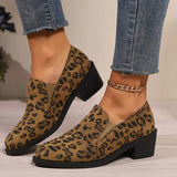 Fashion Leopard Print Loafers Woman 2024 Lightweight Slip On Walking Shoes for Women Plus Size Comfort Thick Heels Chelsea Shoes