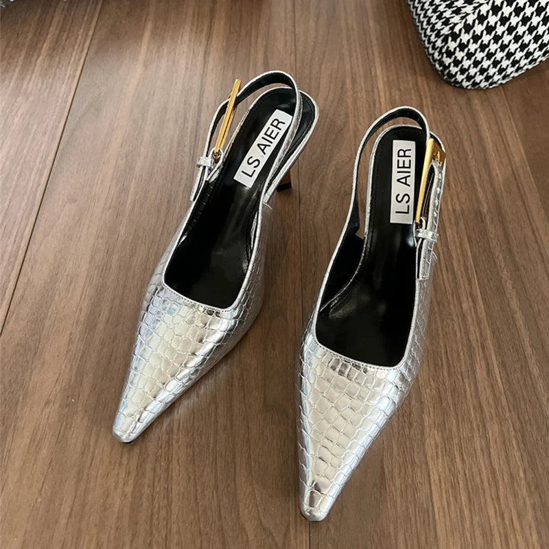 Leopard Pointed Toe Sexy High Heels Women Shoes Summer Sandals Designer New Dress Party Shoes Walking Pumps Mujer Zapatos