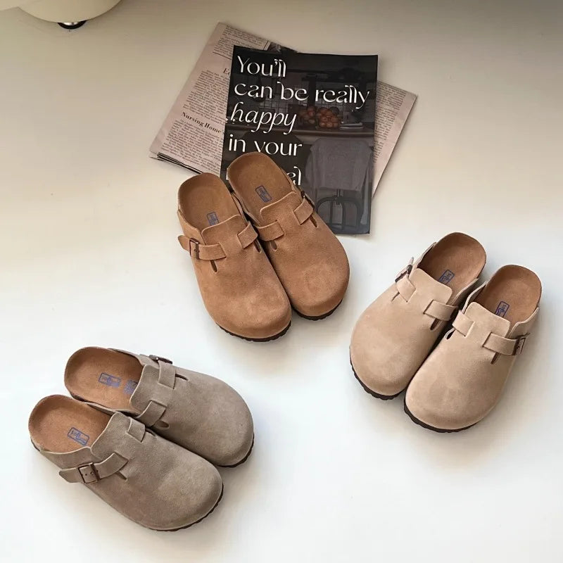 TUGGY [Genuine Leather Boken Slippers] New Soft Bottom Boken Slippers for Men and Women, Outerwear Boken Half Drag